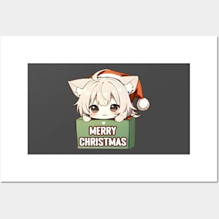 Anime Box Cat Merry Christmas Posters and Art